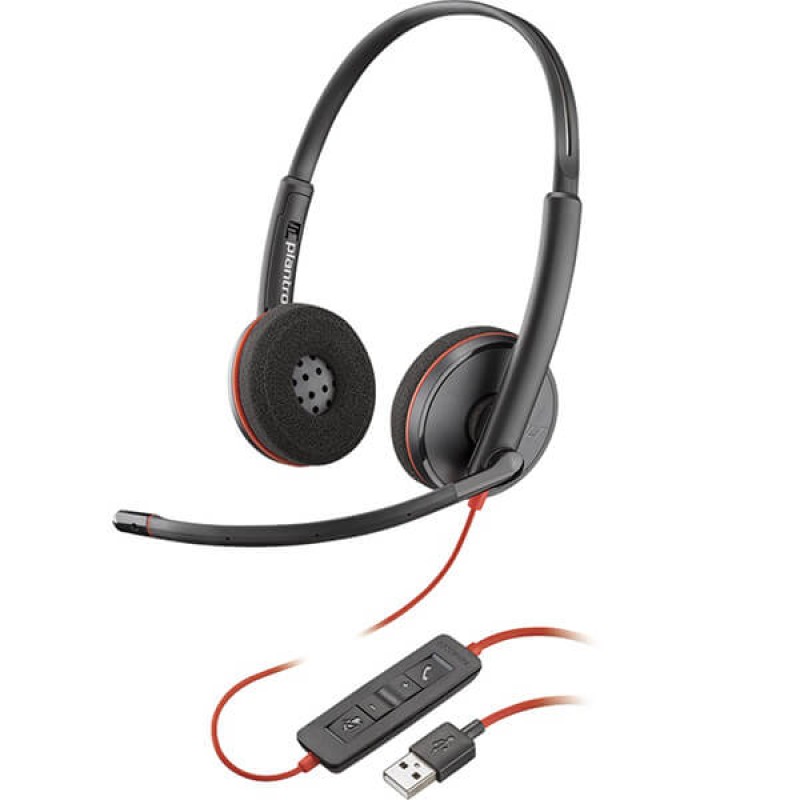 Plantronics - 3220 USB-A Wired Headset - Dual Ear (Stereo) with Boom Mic